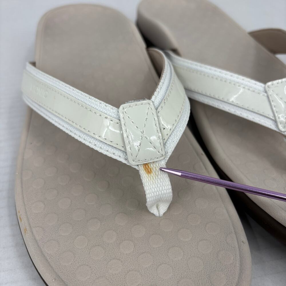Vionic Tide II Thong Sandals Womens Size 12 White Orthotic Flip Flop FLAW - Picture 5 of 12